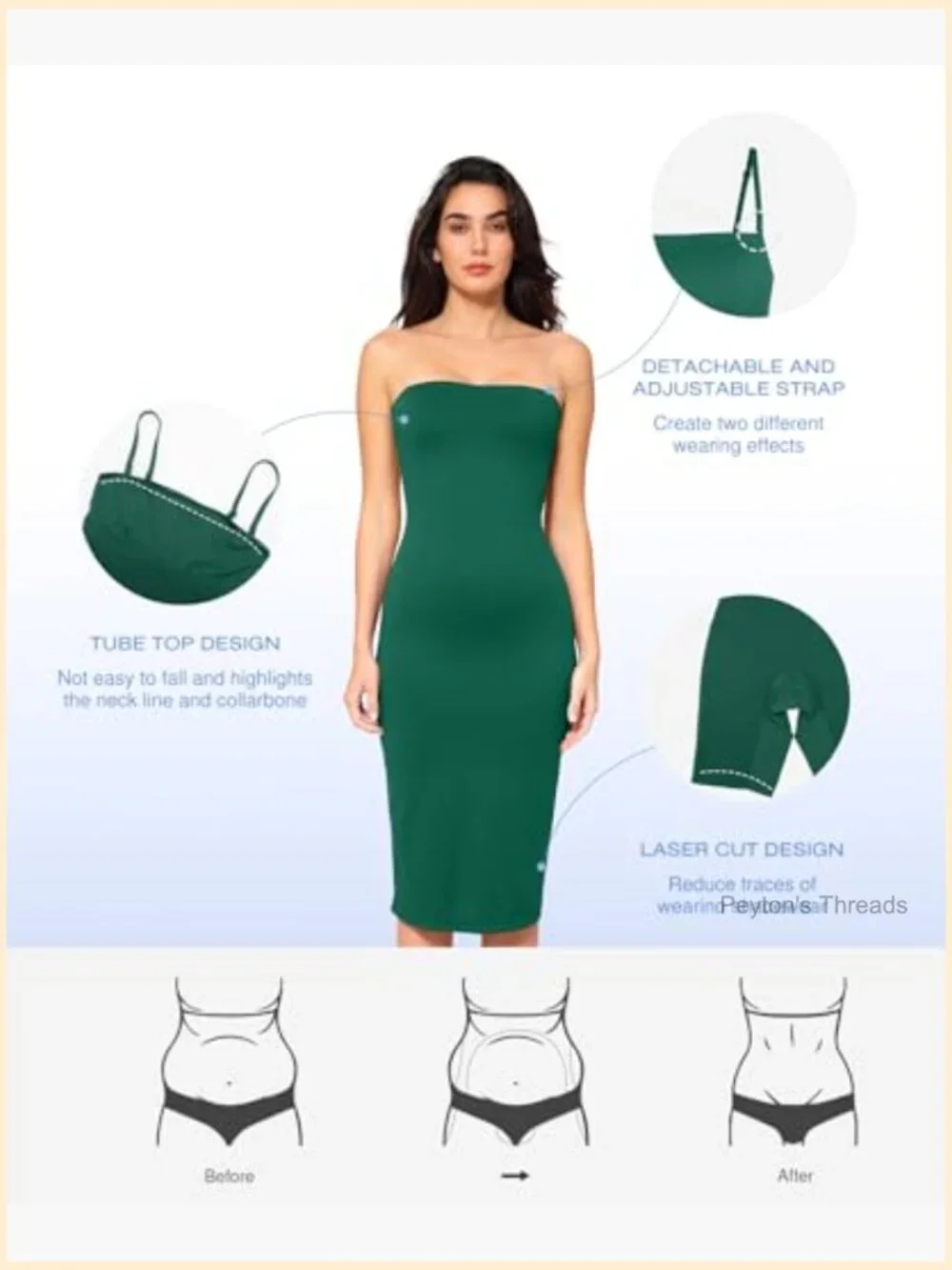Built-in Bra Bodycon Maxi Shapewear Dress Strapless Tube